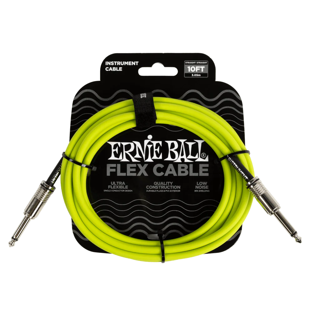 Ernie Ball 6414 10' Flex Instument Cable Straight 1/4 to 1/4 - Green