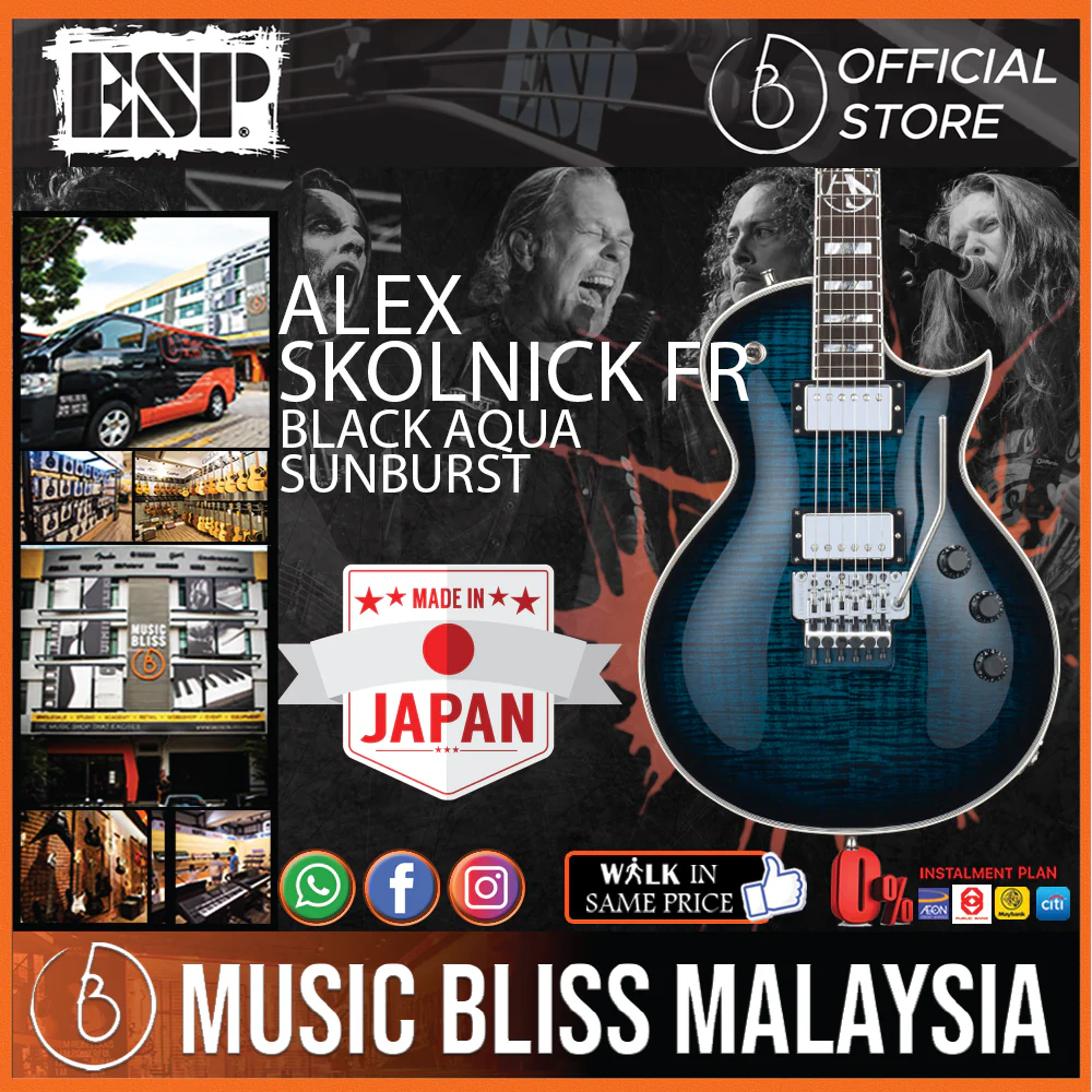 ESP Original ALEX SKOLNICK Signature EC FR FM - Black Aqua Sunburst [MIJ - Made in Japan]