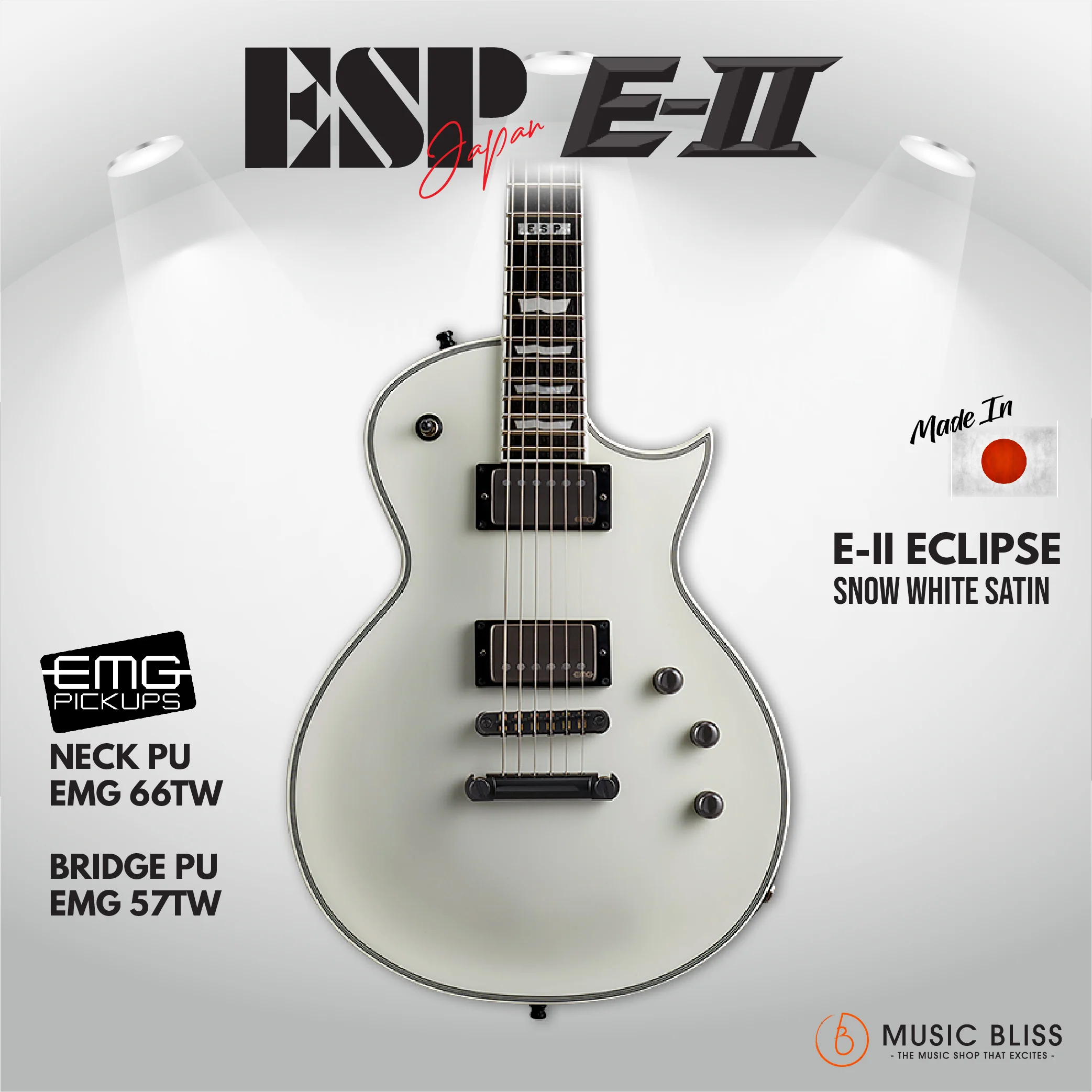 ESP Japan E-II Eclipse EMG - Snow White Satin (EIIECSWS) [MIJ]