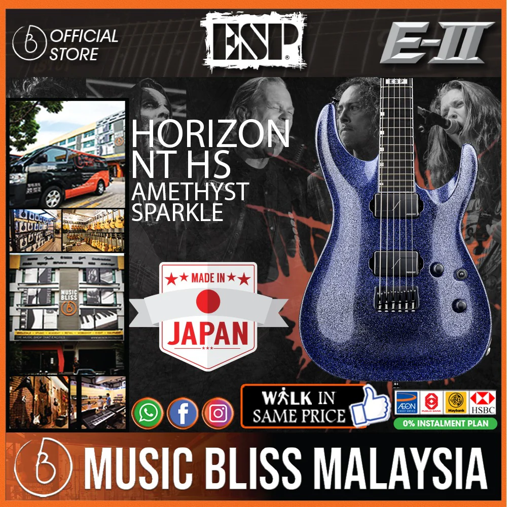 ESP Japan E-II Horizon NT/HS Electric Guitar - Amethyst Sparkle (EIIHORNTHSAMTSP) [MIJ]
