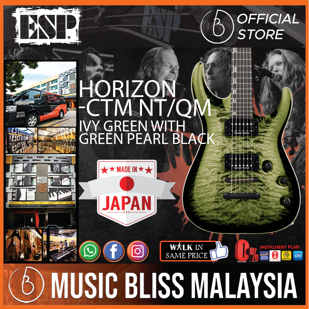 ESP Horizon-CTM NT/QM - Ivy Green with Green Pearl Black