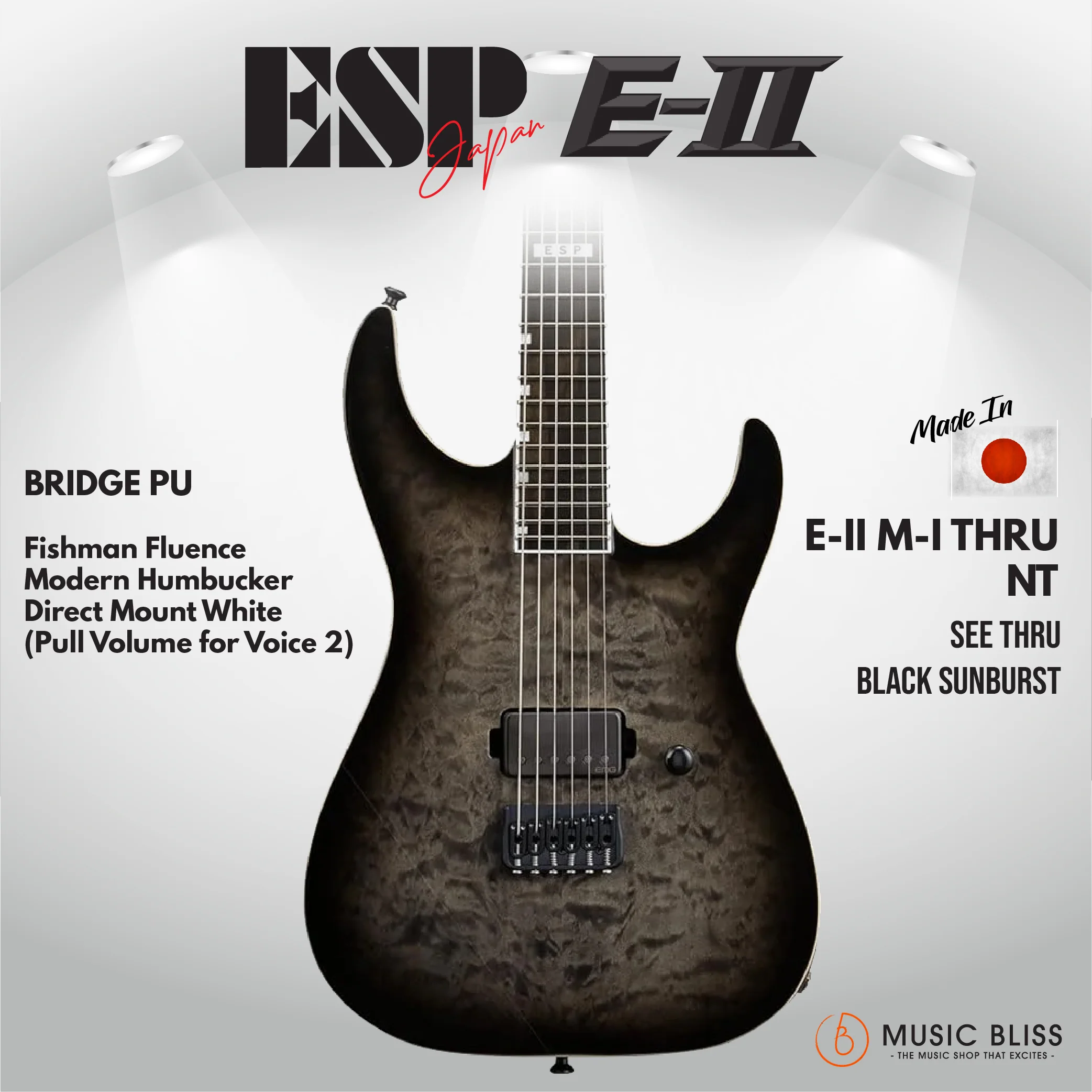 ESP Japan E-II M-I NT Electric Guitar - See Thru Black Sunburst [MIJ]