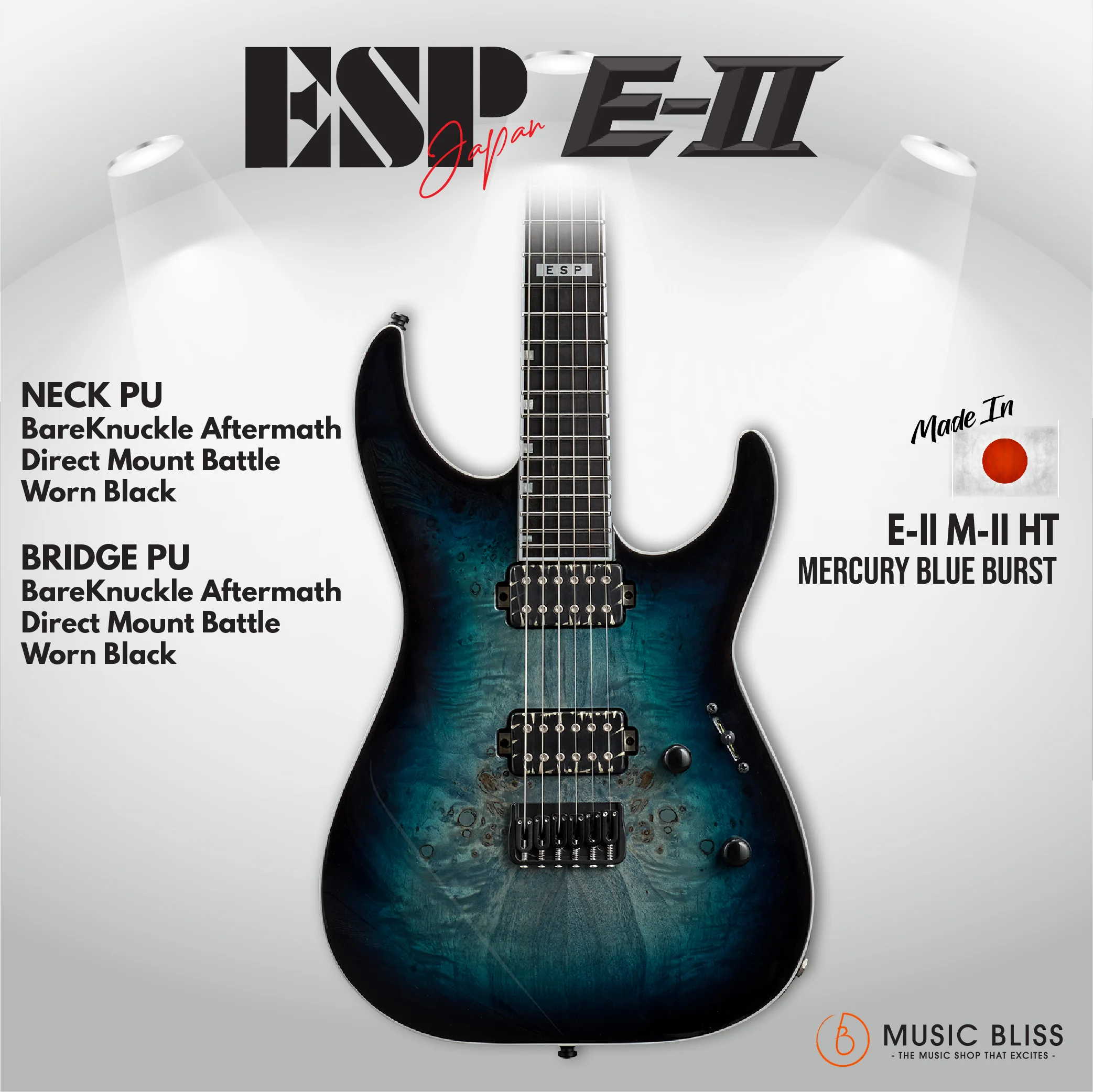 ESP Japan E-II M-II HT Electric Guitar - Mercury Blue Burst [MIJ]