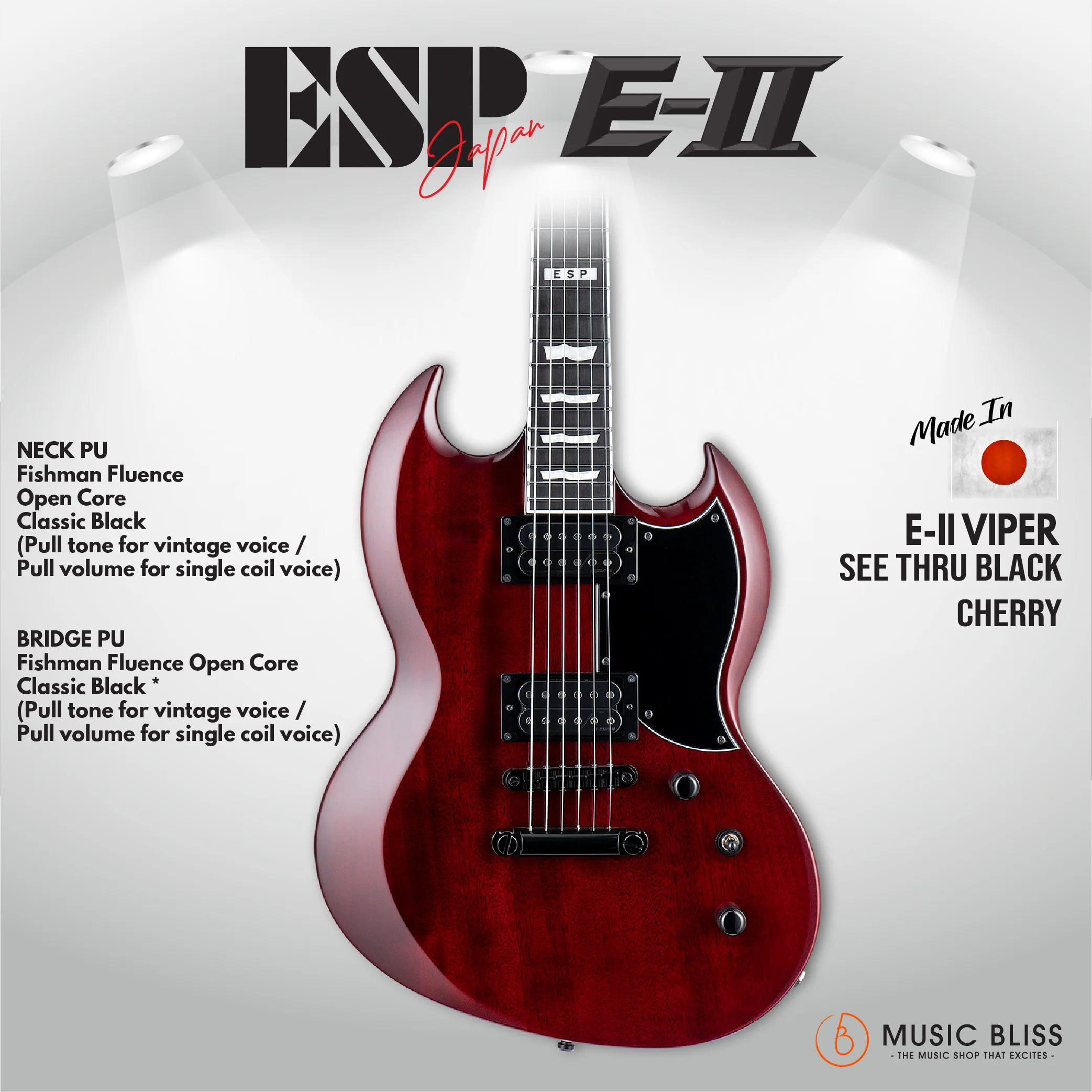 ESP Japan E-II Viper Electric Guitar - See-thru Black Cherry [MIJ]