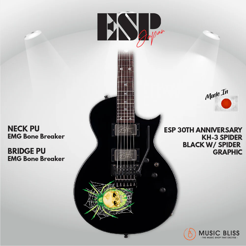 ESP Original KIRK HAMMETT Signature 30TH ANNIVERSARY KH-3 - Black w/ Spider Graphic [MIJ - Made in Japan]
