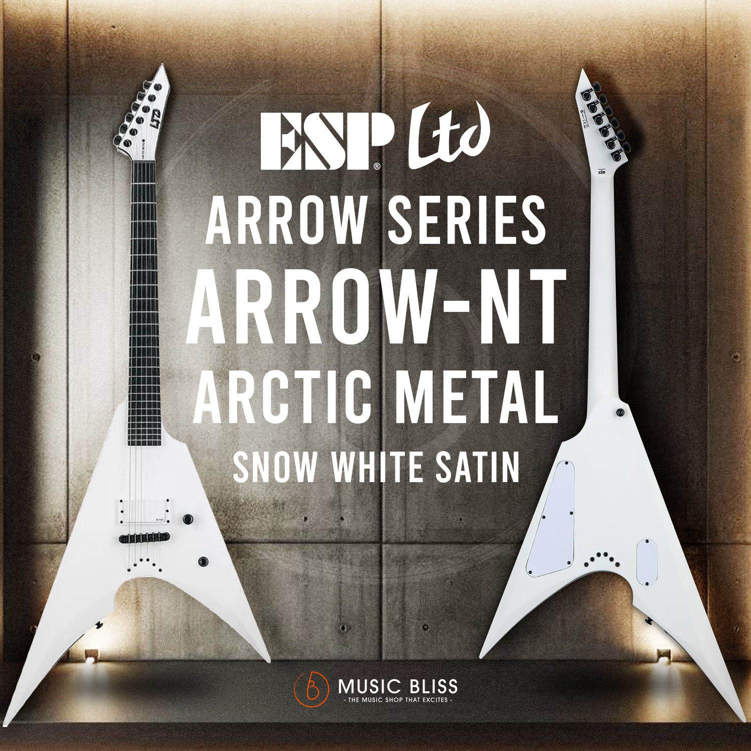 ESP LTD Arrow NT Arctic Metal Electric Guitar - Snow White Satin