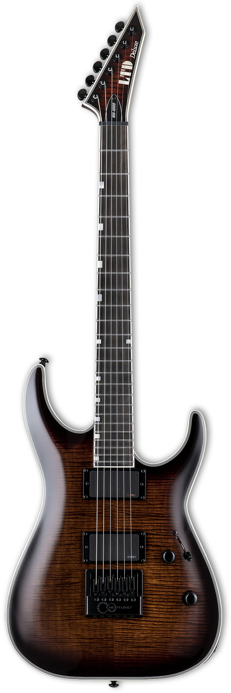 ESP LTD Deluxe MH-1000 EverTune Electric Guitar - Dark Brown Sunburst - Image 3