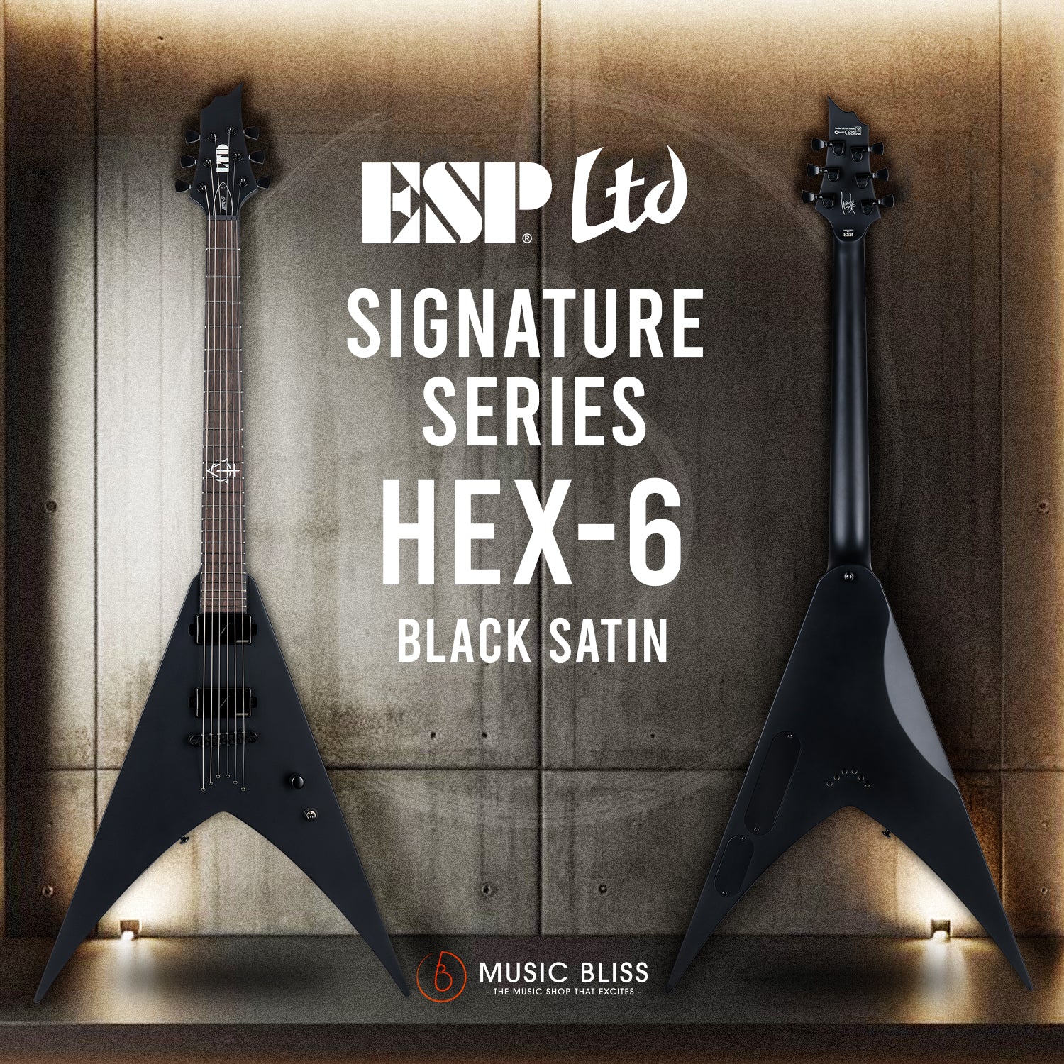 ESP LTD Nergal HEX-6 Signature Electric Guitar - Black Satin