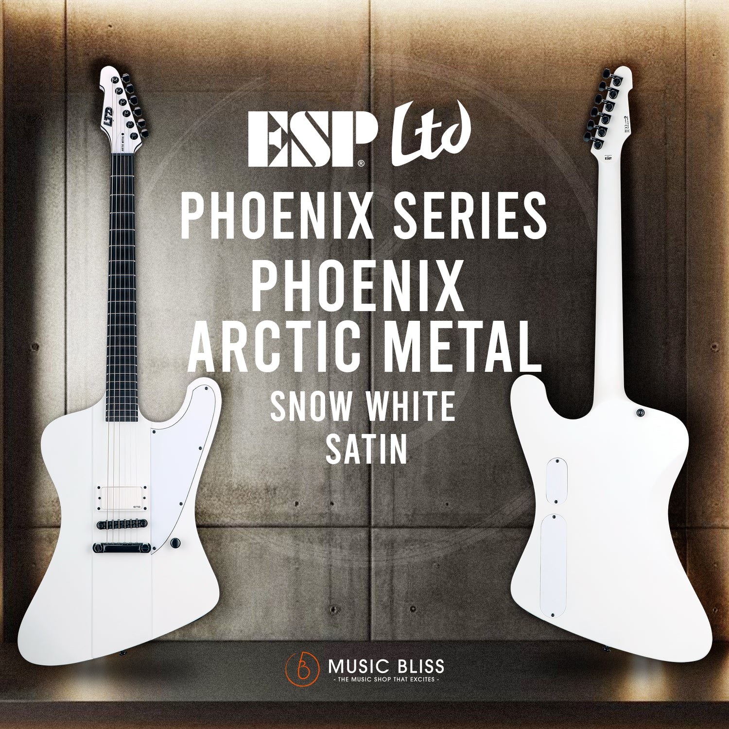 ESP LTD Phoenix Arctic Metal Electric Guitar - Snow White Satin