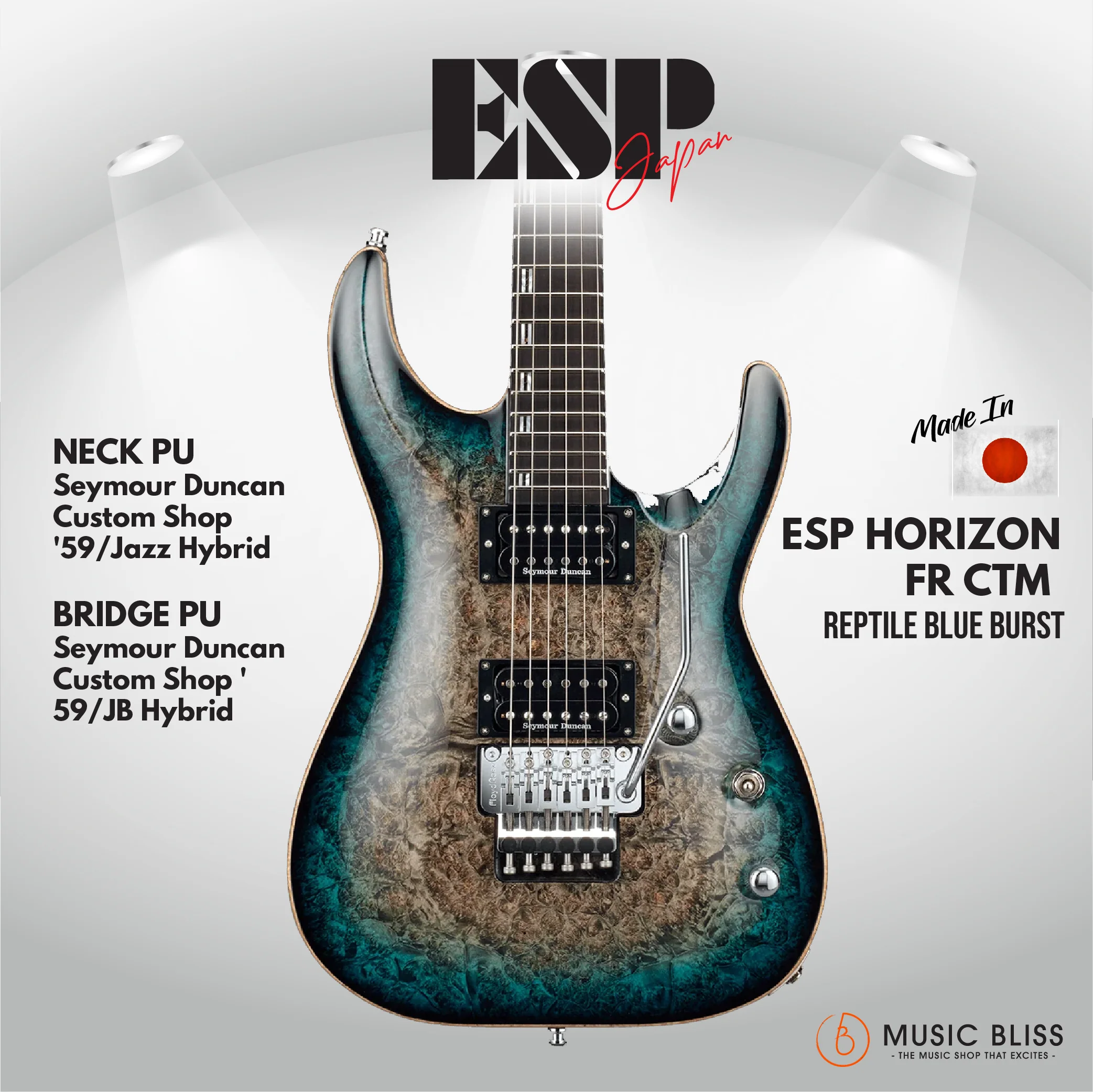 ESP Original HORIZON-CTM FR/Burl Maple - Reptile Blue Burst [MIJ - Made in Japan]