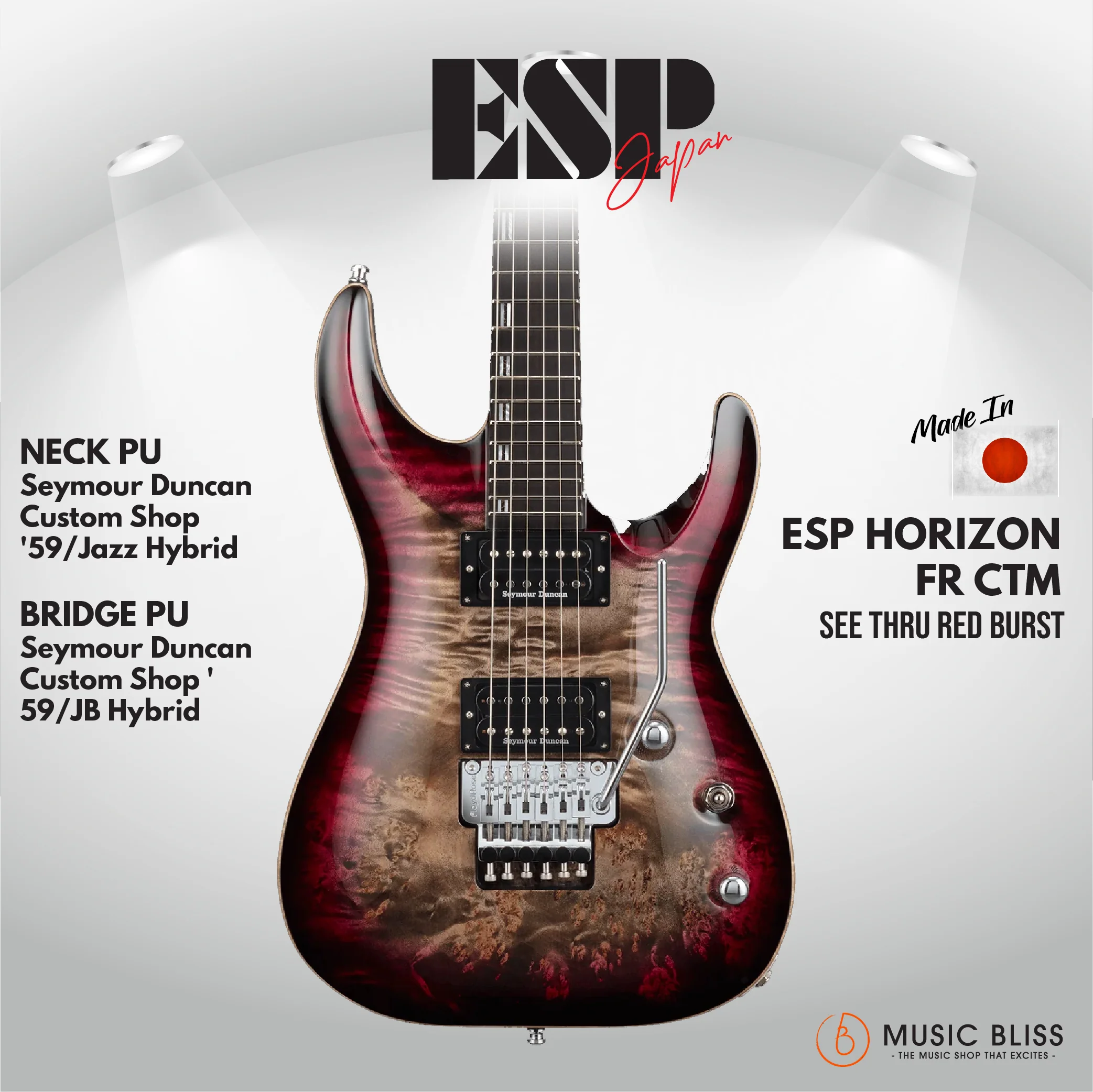 ESP Original HORIZON-CTM FR/Burl Maple - Reptile Red Burst [MIJ - Made in Japan]