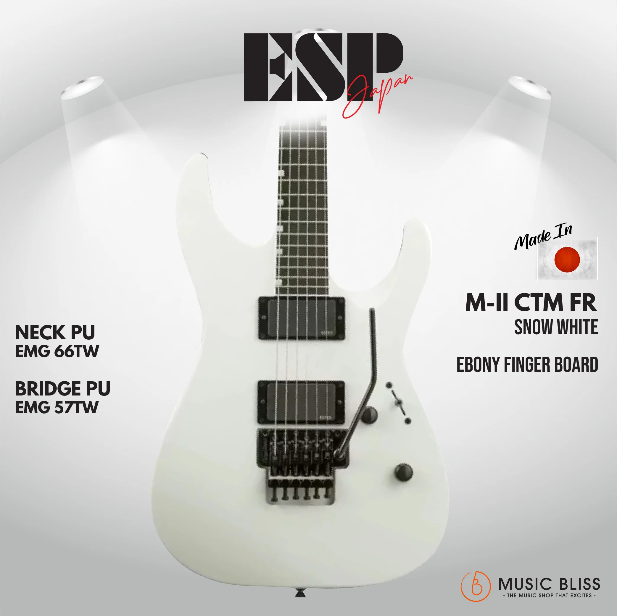 ESP Original M-II CTM FR Ebony FB - Snow White [MIJ - Made in Japan]