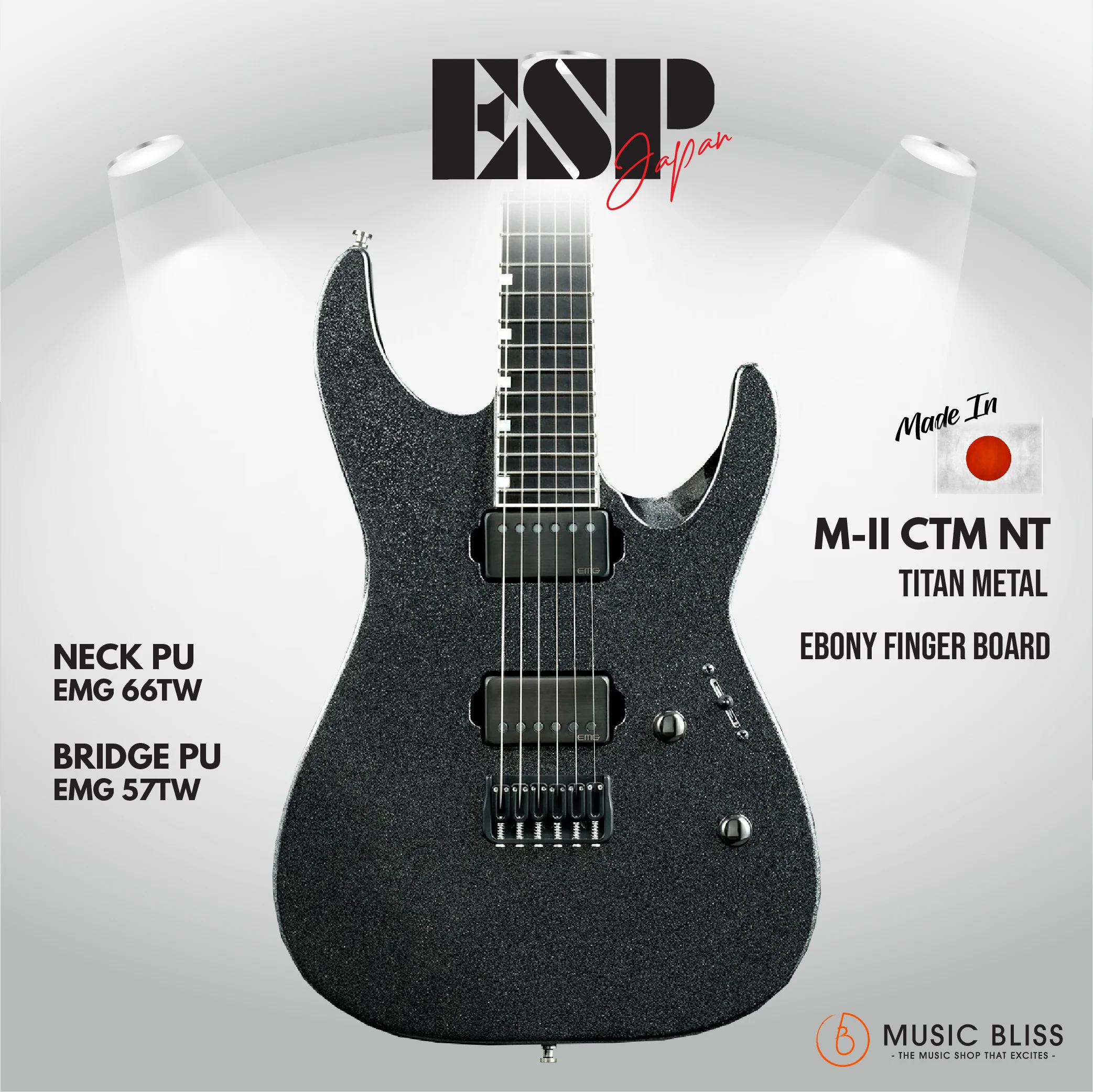 ESP Original M-II CTM NT Ebony FB - Titan Metal [MIJ - Made in Japan]