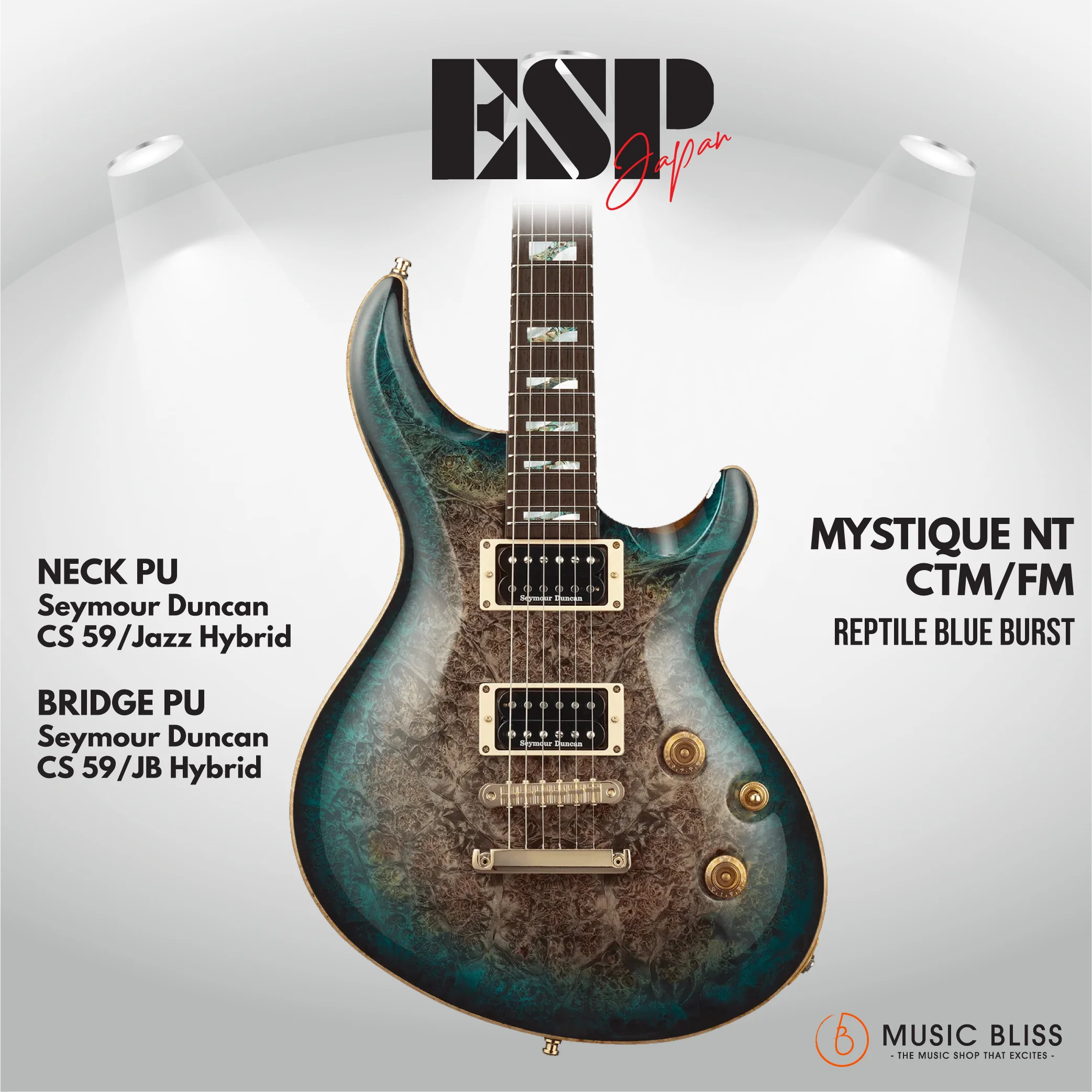 ESP Original MYSTIQUE NT-CTM/Burl Maple - Reptile Blue Burst [MIJ - Made in Japan]