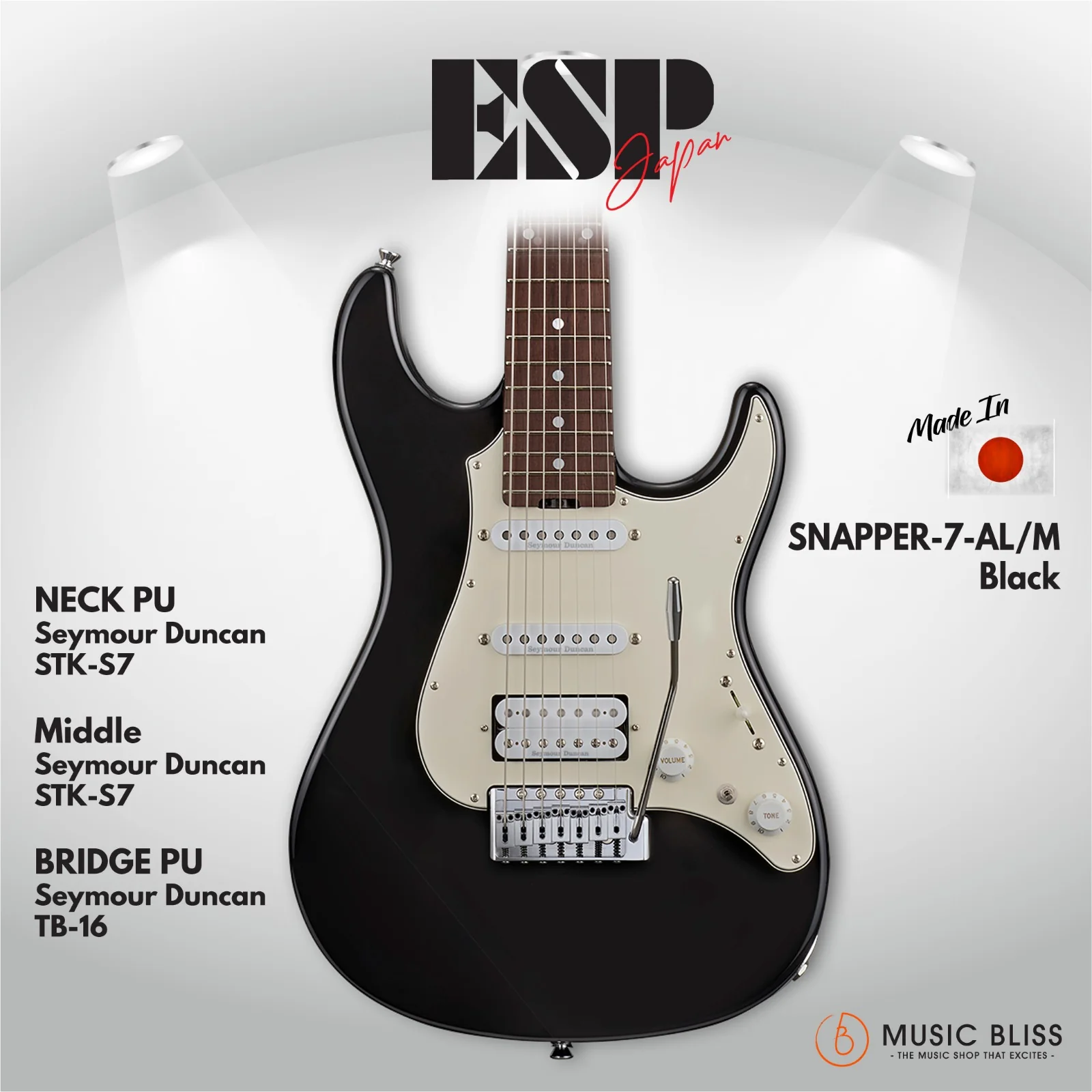 ESP Original SNAPPER-7-AL/M - Black [MIJ - Made in Japan]