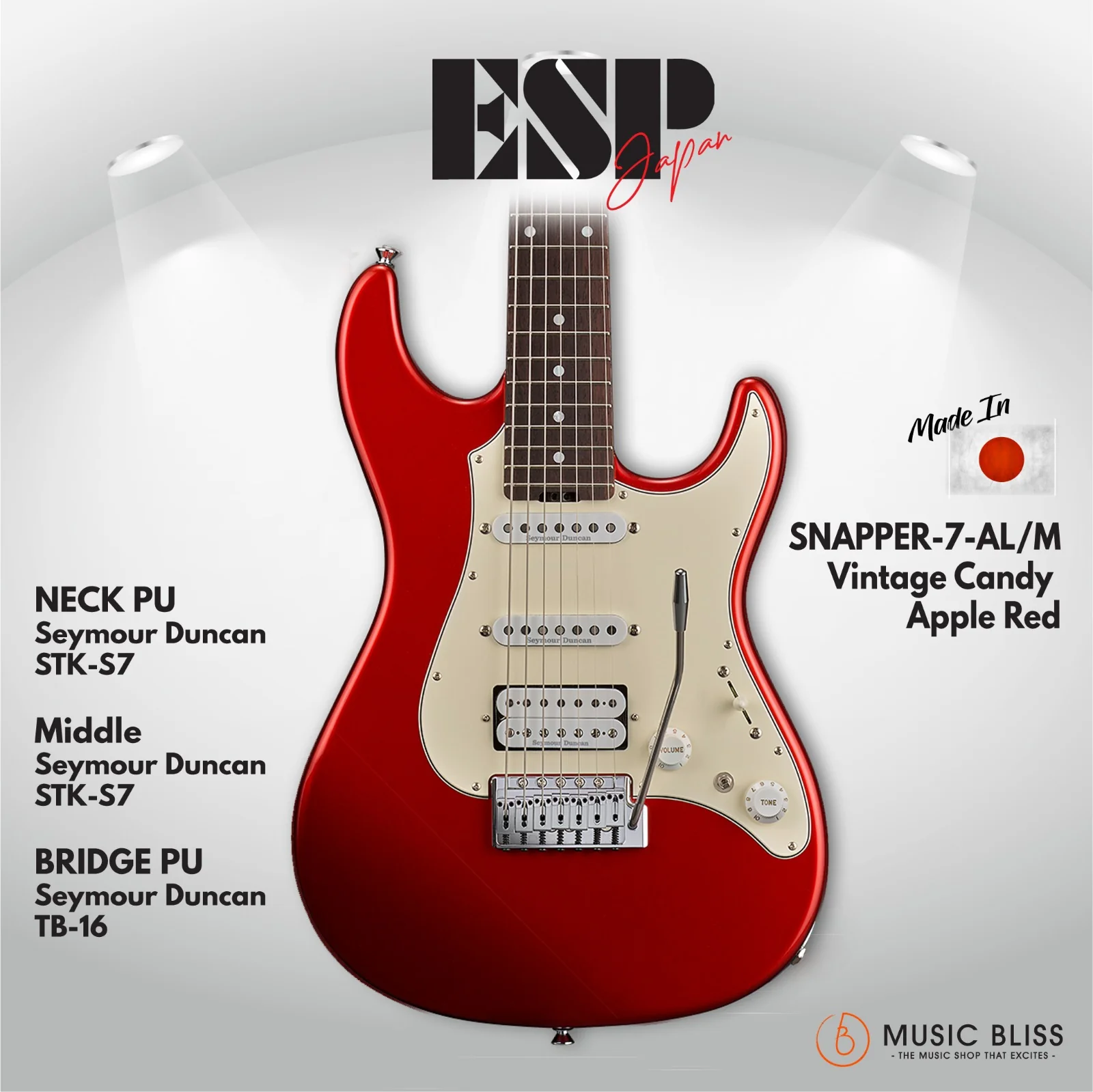 ESP Original SNAPPER-7-AL/M - Vintage Candy Apple Red [MIJ - Made in Japan]
