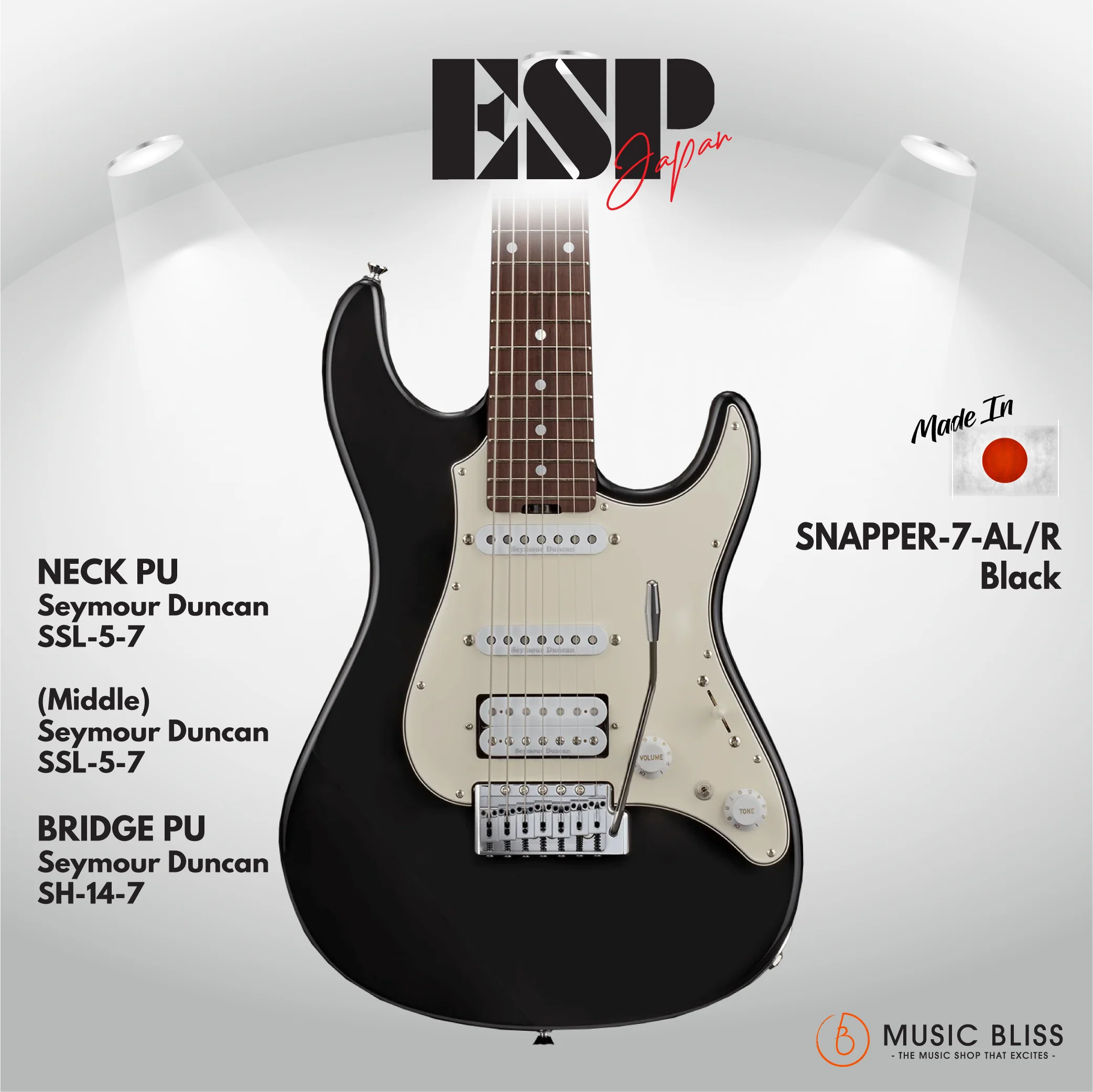ESP Original SNAPPER-7-AL/R - Black [MIJ - Made in Japan]