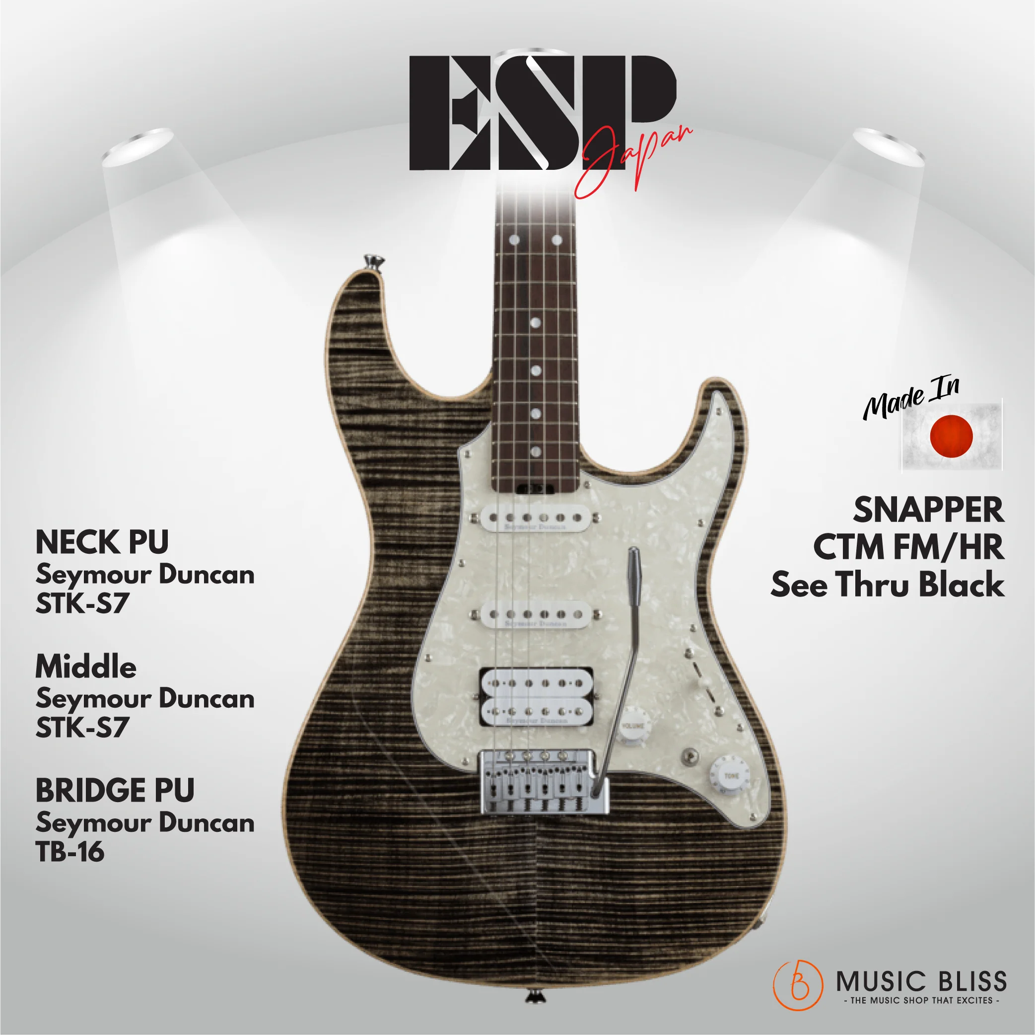 ESP Original SNAPPER-CTM FM/HR - See Thru Black [MIJ - Made in Japan]