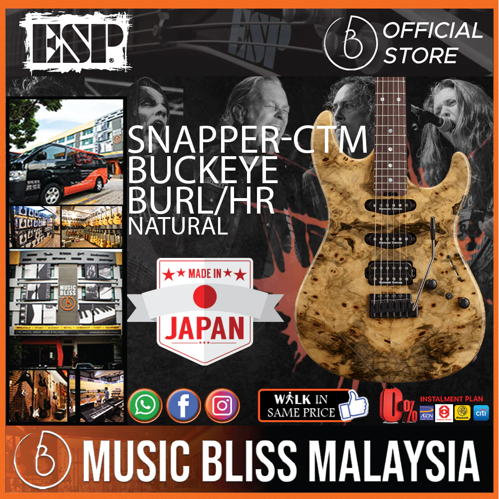 ESP Original SNAPPER-CTM Buckeye Burl/HR - Natural [MIJ - Made in Japan]