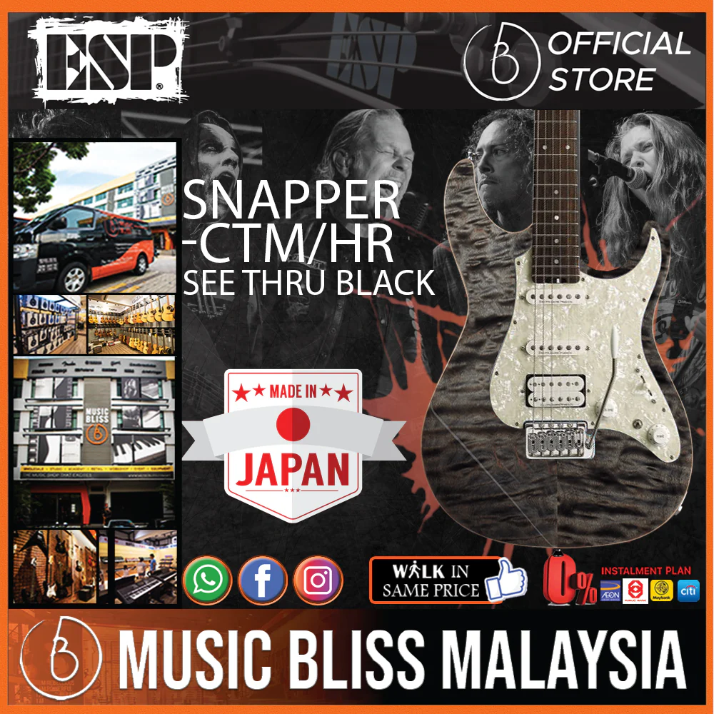 ESP Snapper-CTM/HR - See Thru Black with White Pearl Black