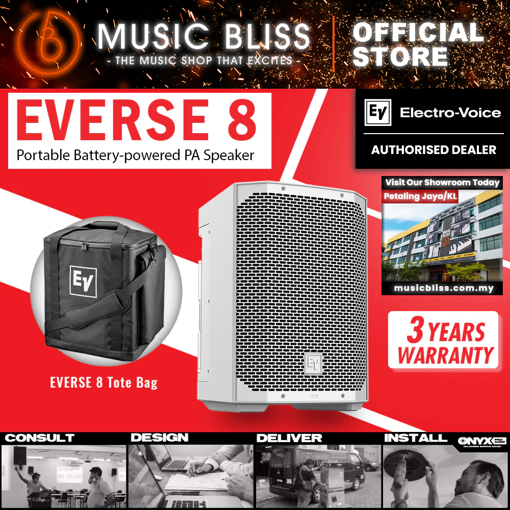 EV Electro-Voice Everse 8 8-inch 2-way Battery-Powered PA Speaker - White