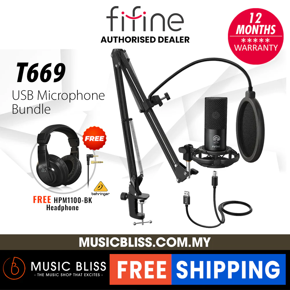 FIFINE T669 Studio Condenser USB Microphone, Computer PC Microphone Kit with Adjustable Scissor Arm Stand Shock Mount for Instruments Voice Overs Recording Podcasting YouTube Karaoke Gaming Streaming - Image 3