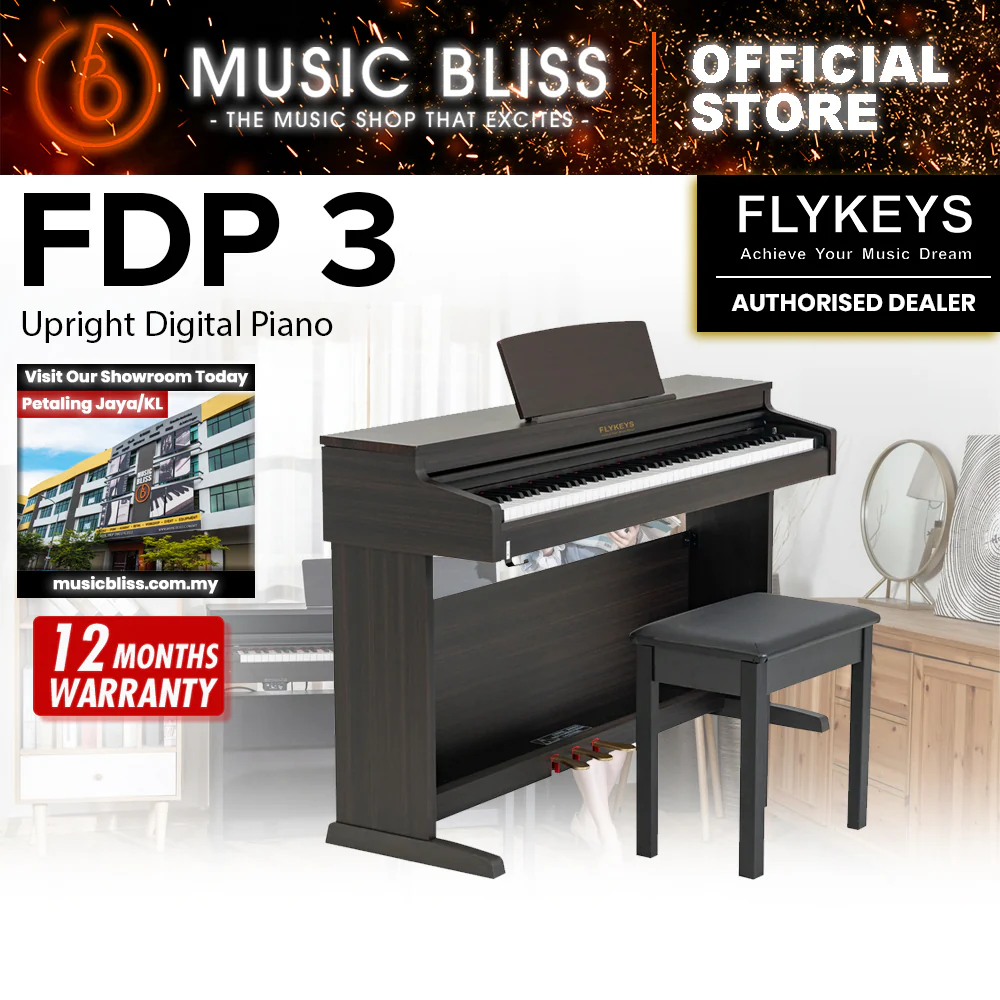 Flykeys FDP3 88-Key Digital Electric Piano Keyboard - Rosewood