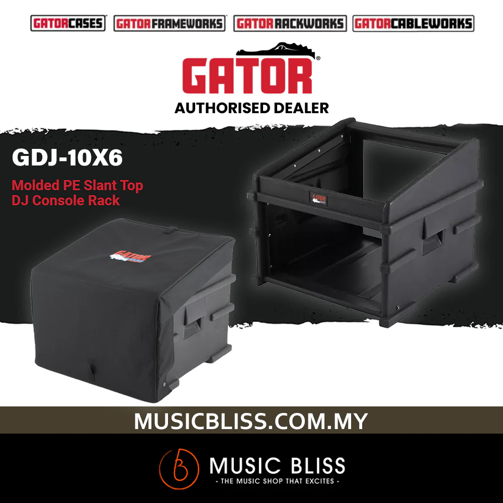 Gator GDJ-10X6 Molded PE Slant Top DJ Console Rack
