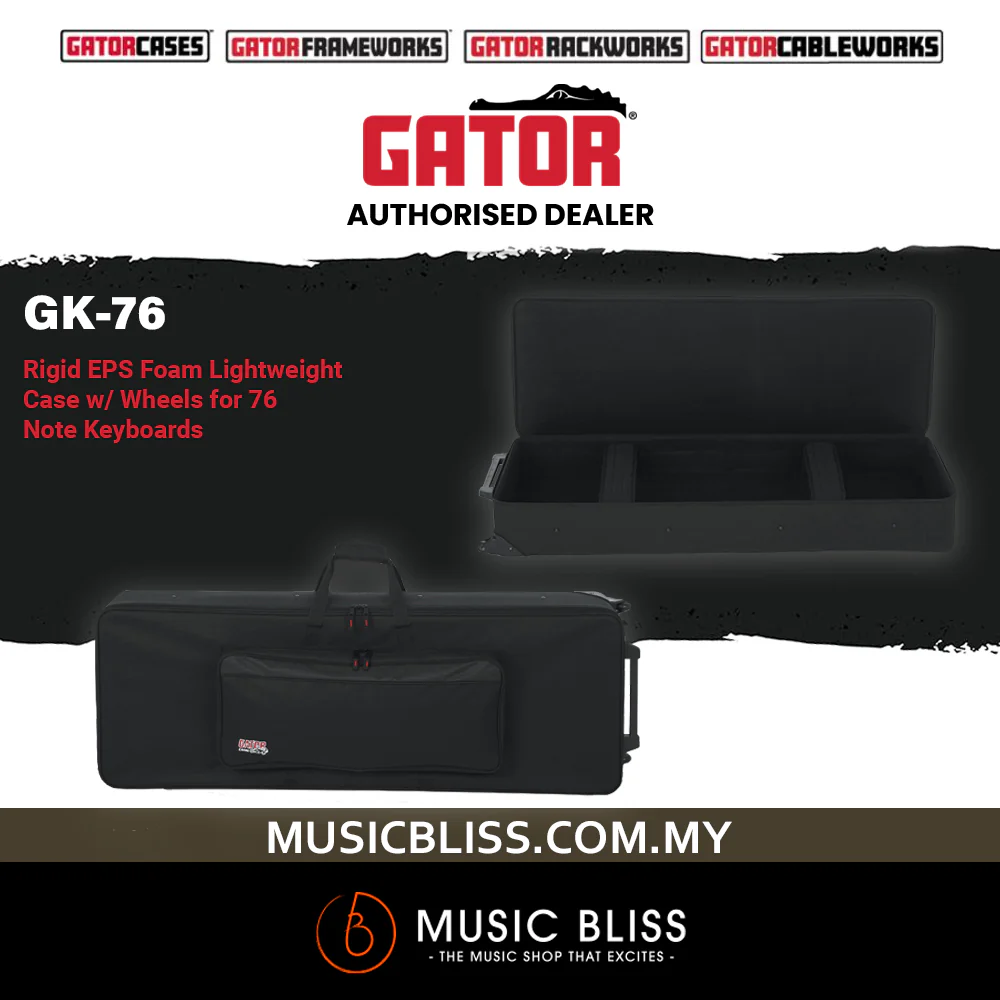 Gator GK-76 Semi-Rigid 76 Key Keyboard Case | Keyboard Case For Roland, Yamaha, Korg, Casio