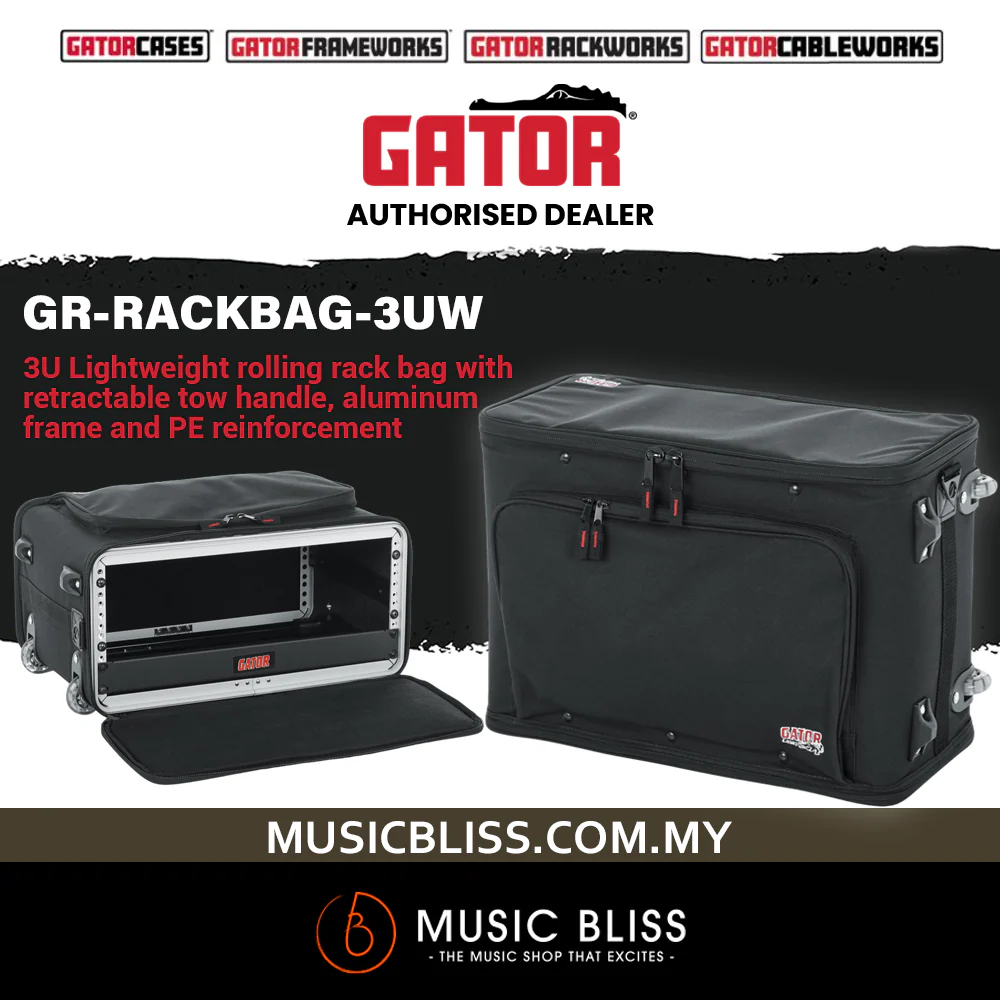 Gator GR-RACKBAG-3UW 3U Portable Rack Bag with Tow Handle and Wheels