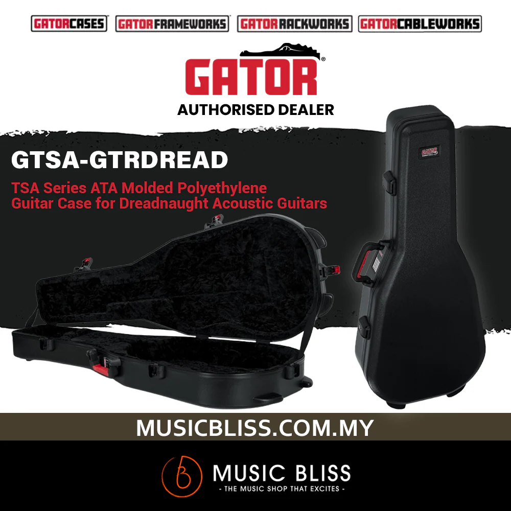 Gator GTSA-GTRDREAD ATA Molded Polyethylene Guitar Case for Dreadnaught Acoustic Guitars