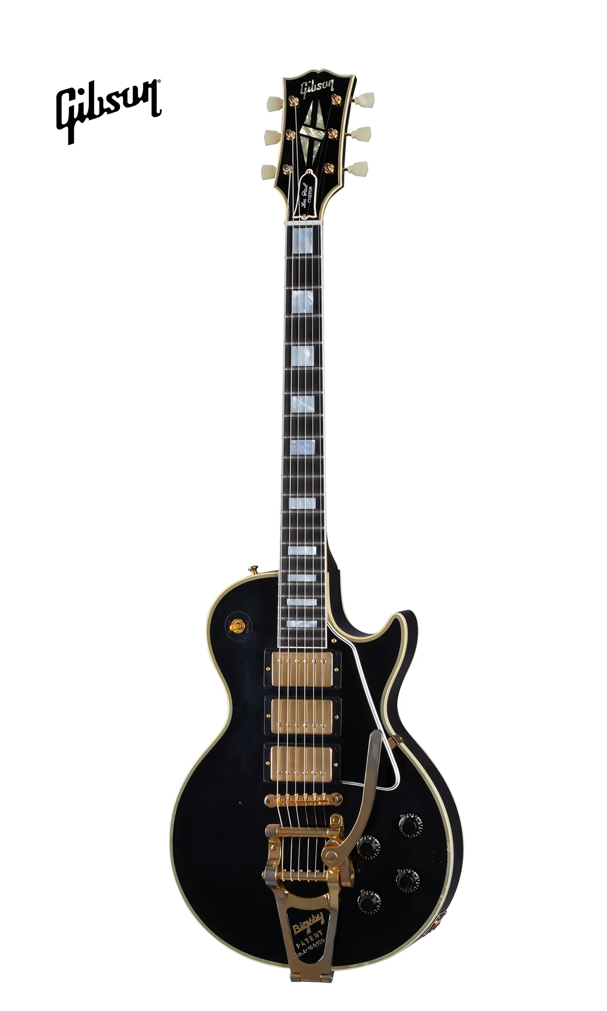 GIBSON 1957 LES PAUL CUSTOM REISSUE 3-PICKUP BIGSBY LIGHT AGED ELECTRIC GUITAR - EBONY - Image 2