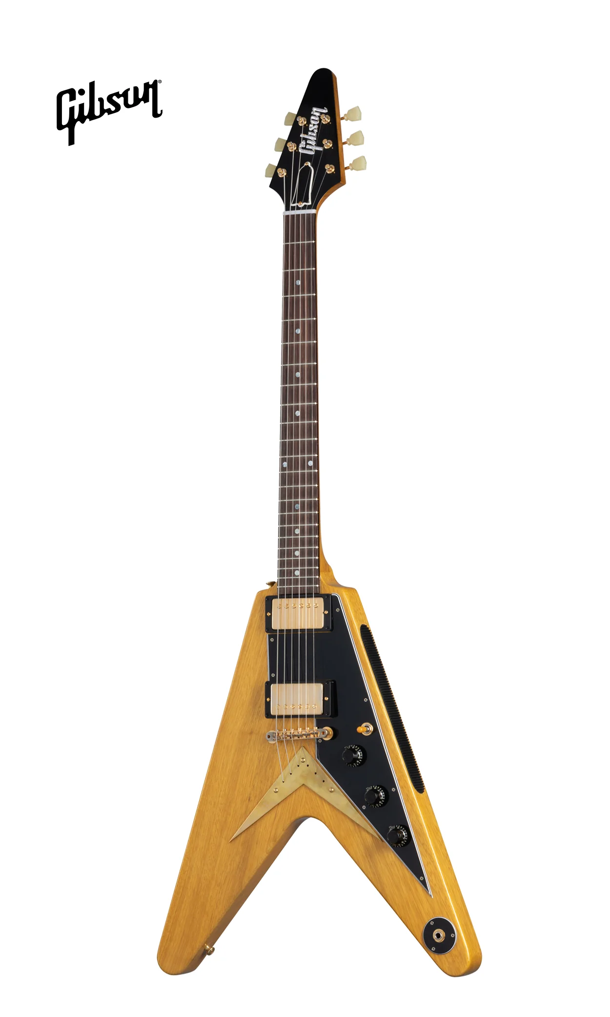 GIBSON 1958 KORINA FLYING V ELECTRIC GUITAR WITH BLACK PICKGUARD - NATURAL - Image 2