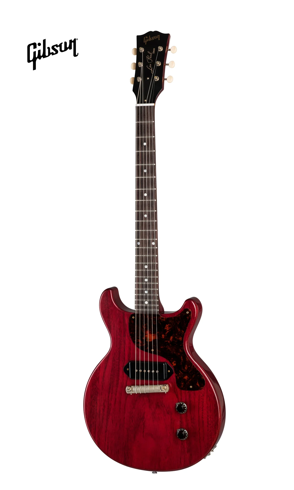 GIBSON 1958 LES PAUL JUNIOR DOUBLE CUT REISSUE VOS ELECTRIC GUITAR - CHERRY RED - Image 2
