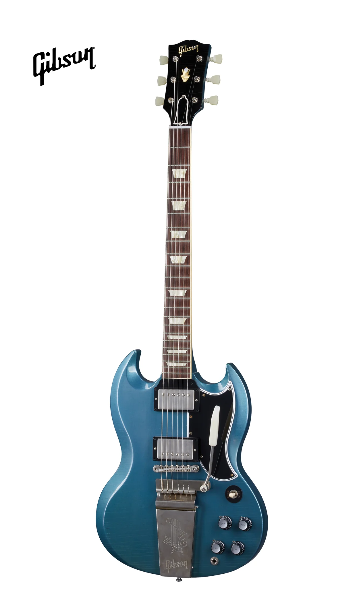 GIBSON 1964 SG STANDARD REISSUE W/ MAESTRO ULTRA LIGHT AGED ELECTRIC GUITAR - PELHAM BLUE - Image 2
