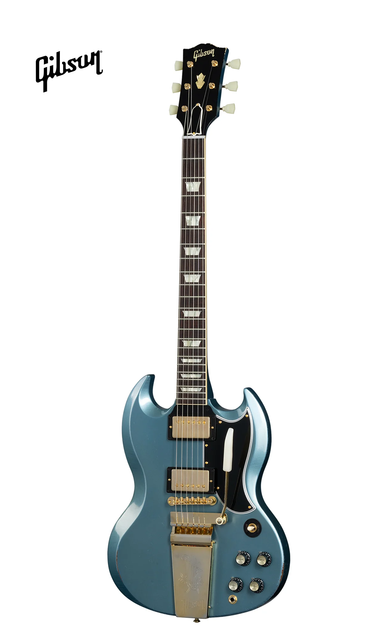GIBSON 1964 SG STANDARD REISSUE WITH MAESTRO VIBROLA LIGHT AGED ELECTRIC GUITAR - ANTIQUE PELHAM BLUE - Image 2