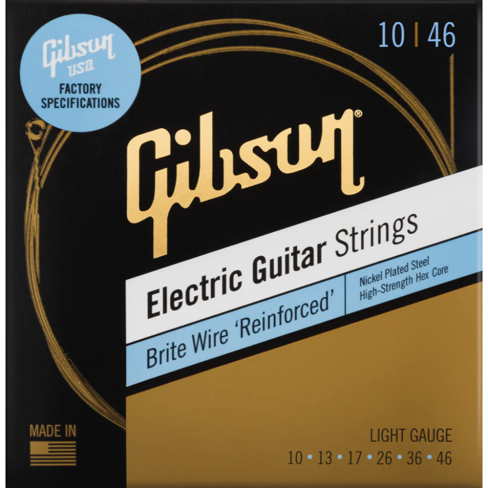 GIBSON ACCESSORIES BRITE WIRE 'REINFORCED' ELECTRIC GUITAR STRINGS - .010-.046 LIGHT (SEG-BWR10)