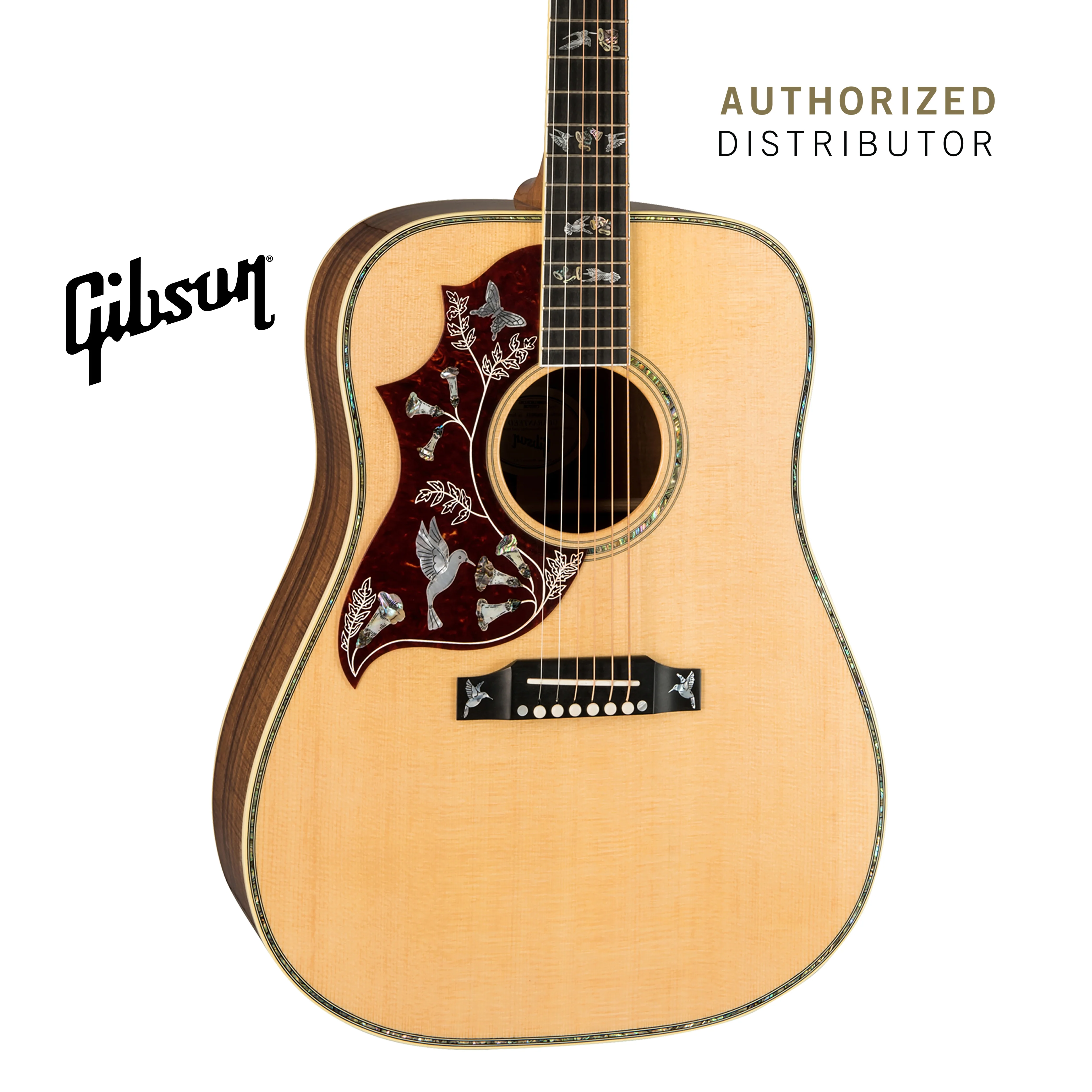 GIBSON HUMMINGBIRD CUSTOM KOA LEFT-HANDED ACOUSTIC GUITAR - ANTIQUE NATURAL