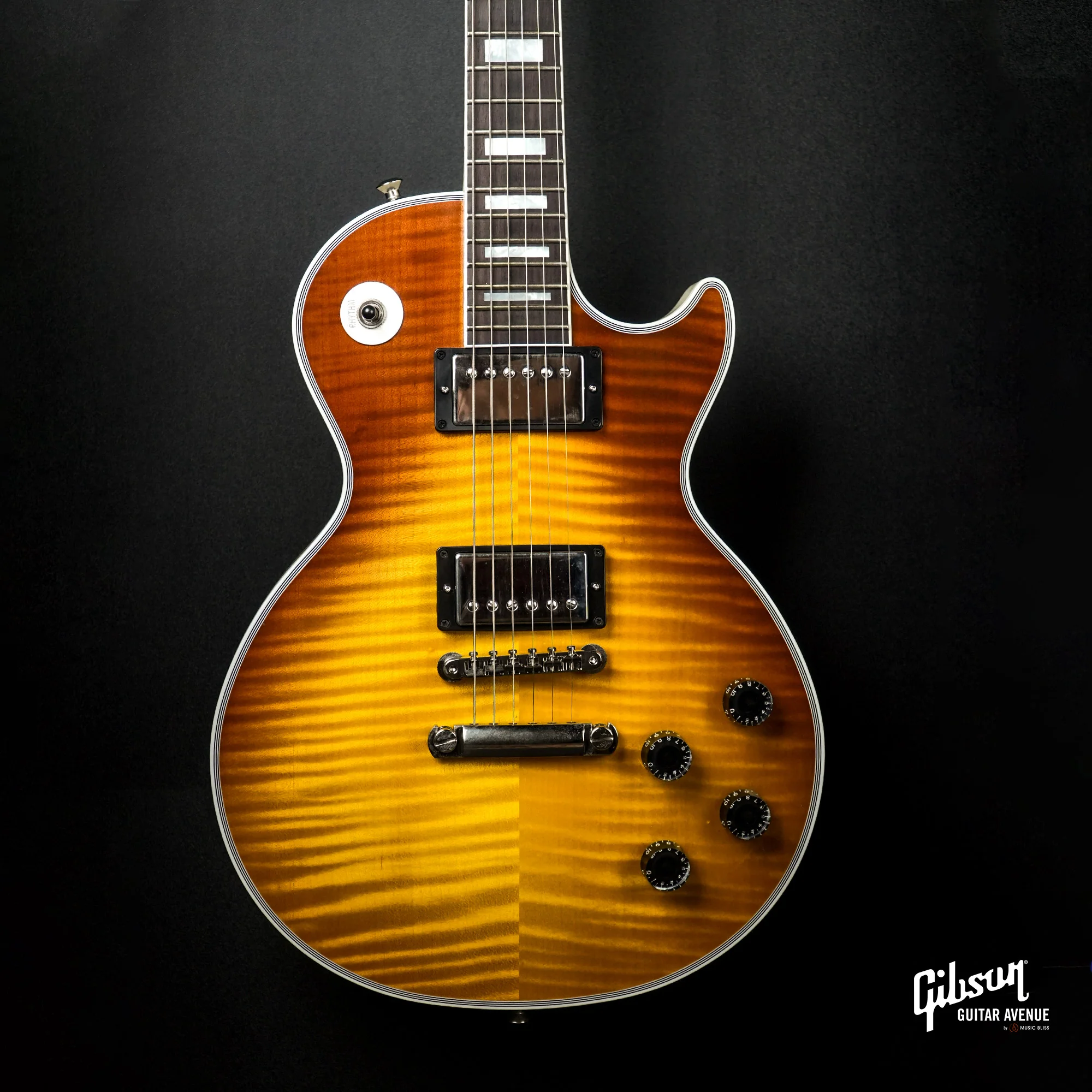 GIBSON JO BRANKO SELECT MADE TO MEASURE LES PAUL CUSTOM FIGURED TOP - V3 NECK - DIRTY LEMON FADE - TV WHITE BACK W/STINGER GLOSS NH