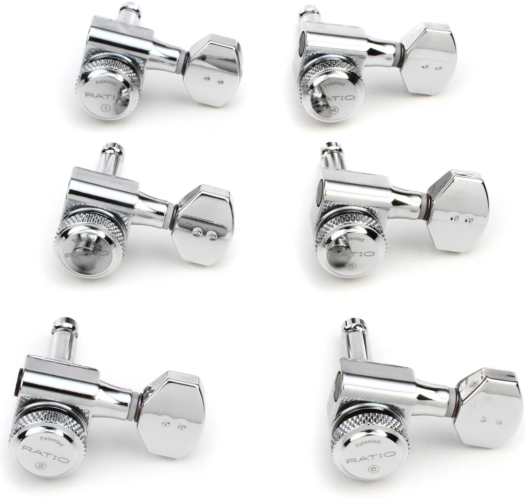 Graph Tech PRL-8721-C0 Ratio Electric 6-In-Line Locking Tuned Machine Heads - Mini Contemporary Style / Chrome - Machine Head for Fender & Other 6-In-Line Guitars - Image 2