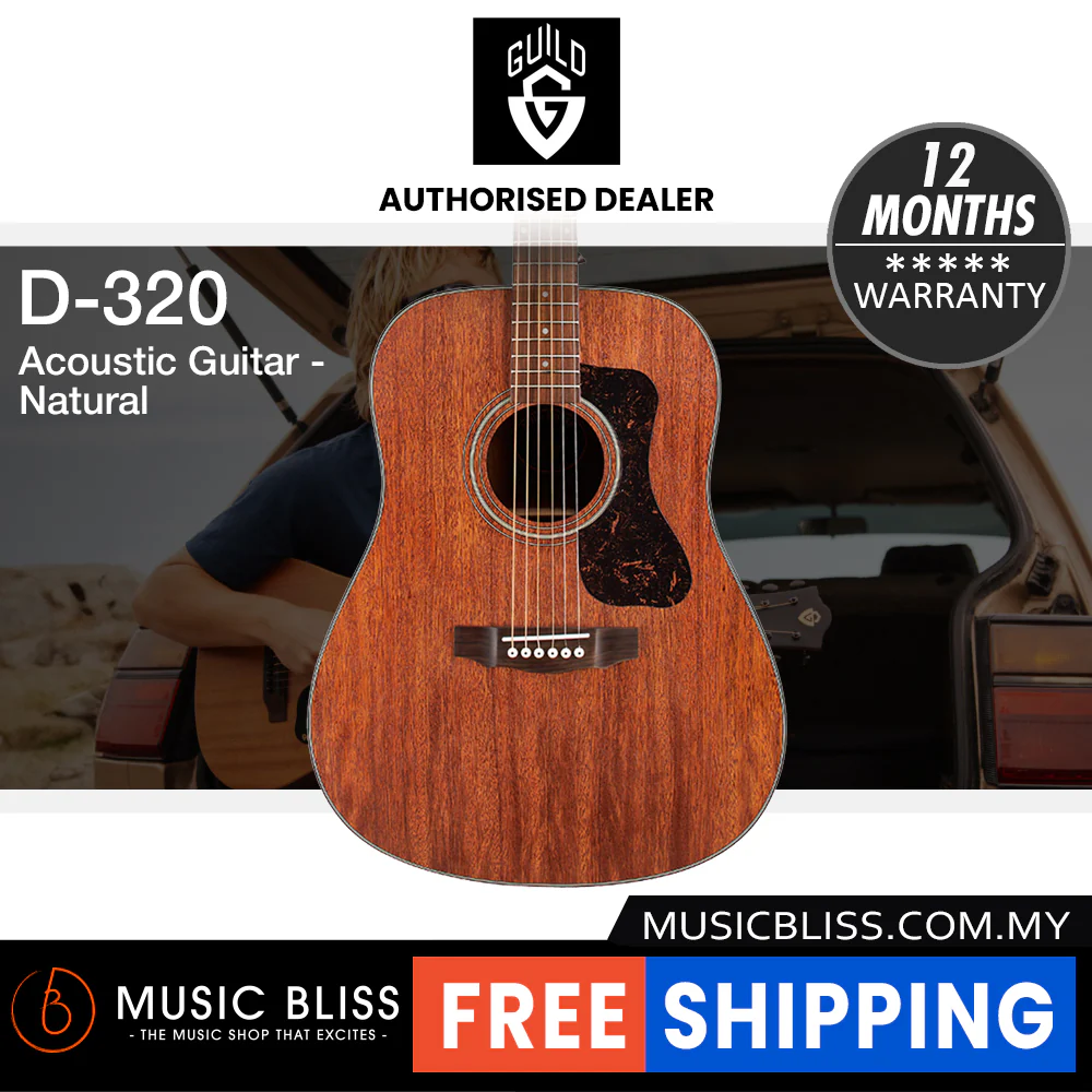 Guild D-320 Acoustic Guitar - Solid Mahogany Top, Mahogany Back & Sides - Natural - Image 2