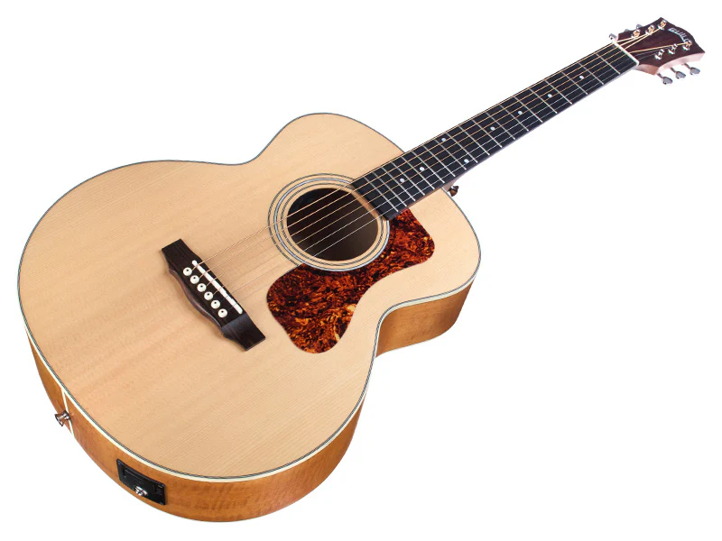 Guild Jumbo Junior Flamed Maple Acoustic-Electric Guitar - Solid Spruce Top, Flamed Maple Back & Sides - Antique Blonde Satin - Image 3