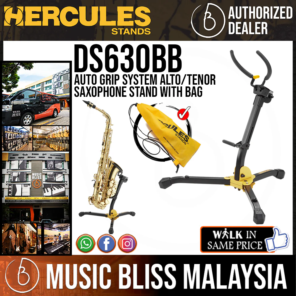 Hercules DS630BB Auto Grip System Alto/Tenor Saxophone Stand with Bag