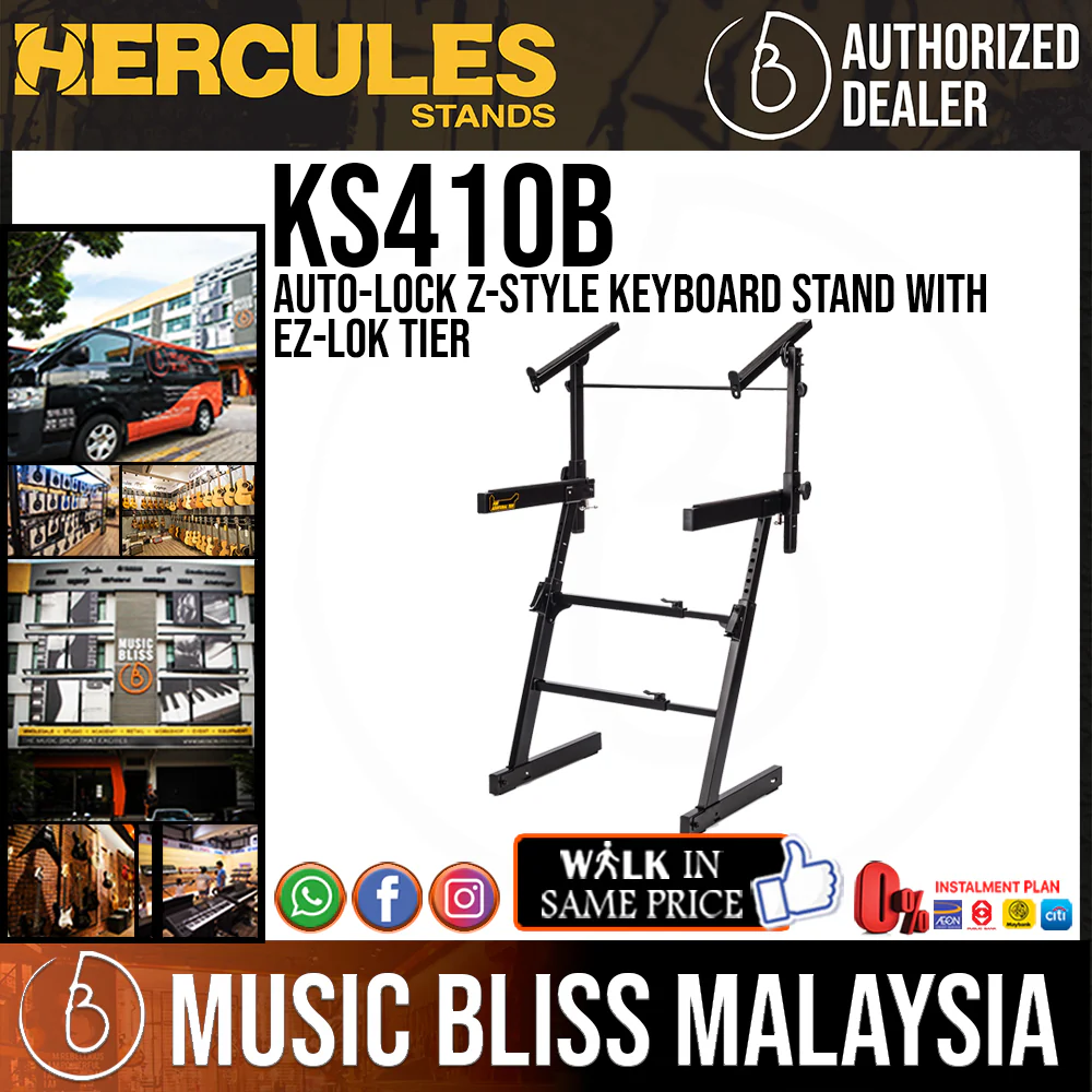Hercules KS410B Auto-Lock Z-Style Keyboard Stand with EZ-Lok Tier