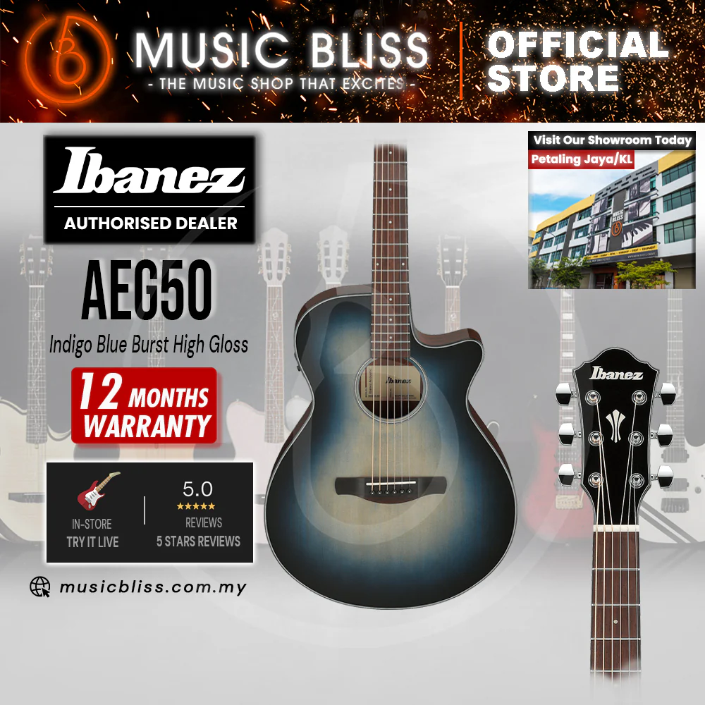Ibanez AEG50 Acoustic-Electric Guitar - Indigo Blue Burst High Gloss