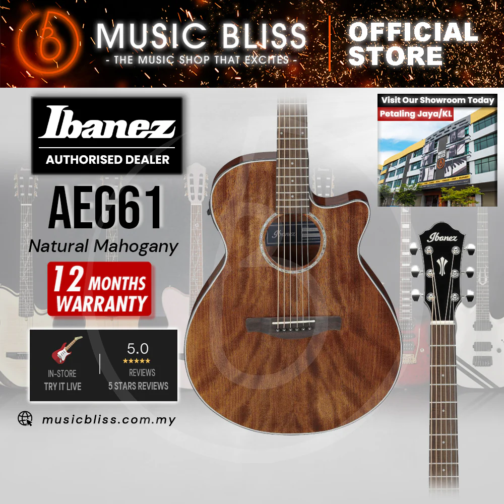 Ibanez AEG61 Acoustic-Electric Guitar - Natural Mahogany High Gloss