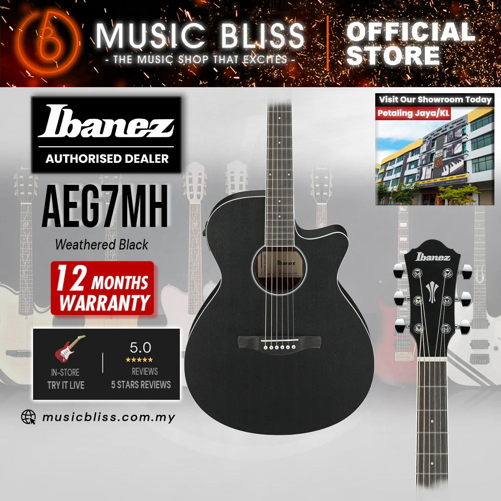Ibanez AEG7MH Acoustic-Electric Guitar - Weathered Black