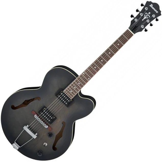 Ibanez Artcore AF55 Hollowbody Electric Guitar - Transparent Black Flat - Image 2