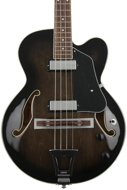 Ibanez Artcore AFB200 Hollowbody Electric Bass Guitar - Transparent Black Sunburst - Image 3