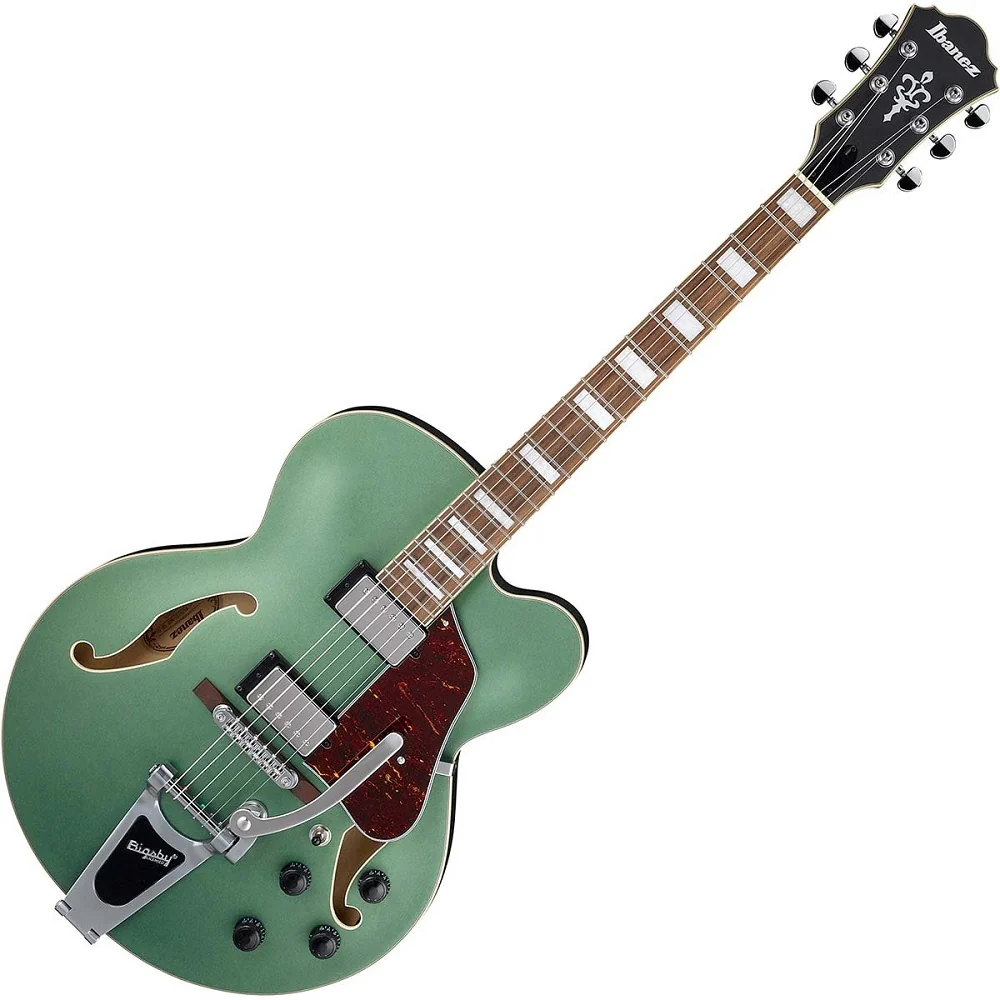 Ibanez Artcore AFS75T Hollowbody Electric Guitar - Metallic Green Flat - Image 2